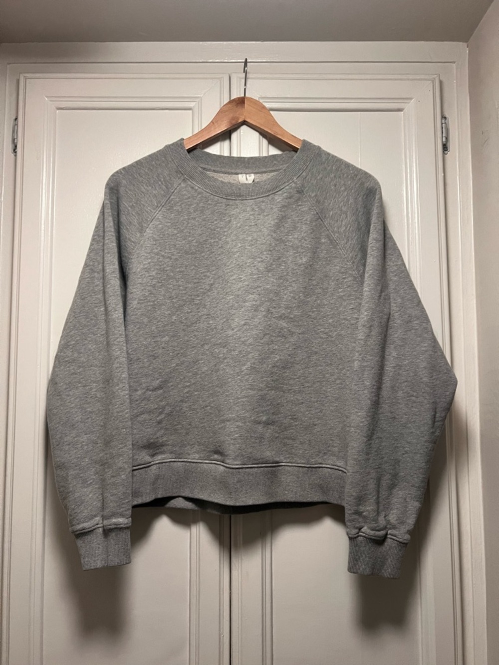 Arket Heather Gray Cotton Raglan Sleeve Crewneck Sweatshirt Pullover Size Small